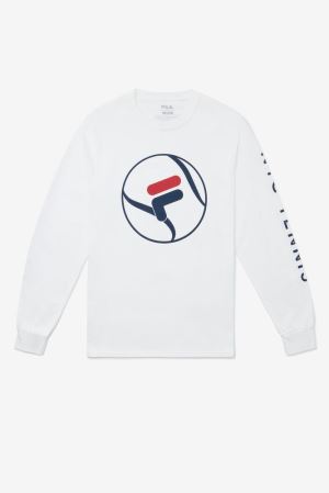 FILA Nyc Long Sleeve Tee Shirts White,Mens Tennis | CA.MAXVFG534